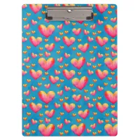 Multicolored Watercolor Hearts Clipboard