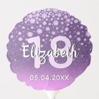 18th birthday purple pink glitter name diamonds balloon