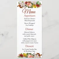 Decorative Rose Gold Bouquet Wedding Menu Card