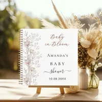 Guest book Baby Shower wildflowers bloom beige