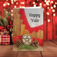 Rustic Pines Happy Yule Holiday Card