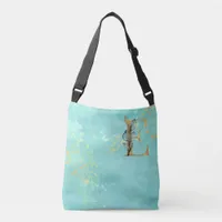 *~* LETTER E - Monogram  Gold Glitter Turquoise Crossbody Bag