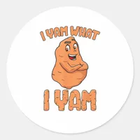 I Yam What I Yam Sweet Potato Funny Thanksgiving Classic Round Sticker