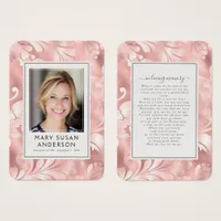 Floral Foil Photo Funeral Memorial Poem Card