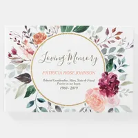 Watercolor Flora Rose Memorial Funeral Remembrance Guest Book