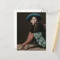 Retro Lady With Bored Attitude Postcard