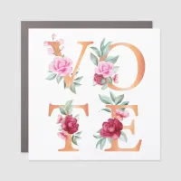 Peach Floral Elegant Feminine Go Vote Car Magnet