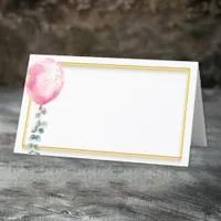 Pink Balloon Baby Shower Place Card | Gold Frame