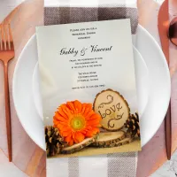 Rustic Orange Daisy Woodland Rehearsal Dinner Invitation