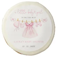 Pink Clothesline Coquette Bow Girl Baby Shower Sugar Cookie