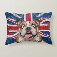 British Bulldog with Union Flag as Background Accent Pillow