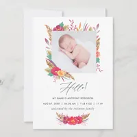 Floral Safari Birth Announcement Photo Card