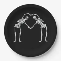 Two Skeleton Hearts Hands Classic Paper Plates