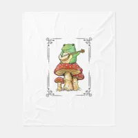 Mushroom Frog Goblincore Mycology Artistic Design Fleece Blanket