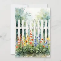 Thinking of You Picket Fence with Flowers Flat Card