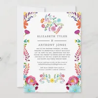 Colorful Watercolor Floral Fiesta Wedding Guests Announcement