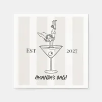 Chic Doodle Martini Bachelorette Cocktail Napkins