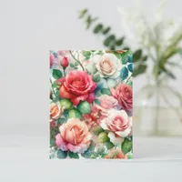 Whimsical Rose Pattern Postcard