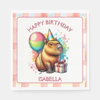 Capybara themed Girl's Birthday Party Napkins