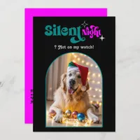 Festive Fusion Funny Retro Pet Dog Christmas Photo Holiday Card