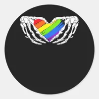 Pride - Pride Skeleton Hands With Heart 2 Classic Classic Round Sticker