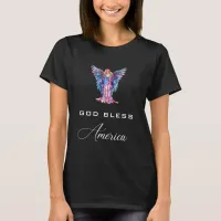 *~*  Black GOD Bless America AP16 Angel Flag  T-Shirt