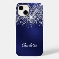 Blue silver glitter name script  Case-Mate iPhone 14 case