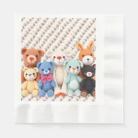 Cute Crocheted Stuffed Animals Boy's Baby Shower Napkins