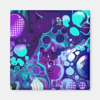 Purple, Blue and Teal Abstract Fluid Art Magnet