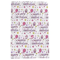 Pink and Yellow Happy Birthday Girl's Medium Gift Bag