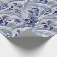 Abstract Flowers Pattern Indigo Purple Iris Wrapping Paper