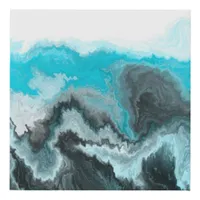 Aqua Blue Gray and Black Waves Abstract Modern Art Faux Canvas Print