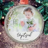 Personalized Baptism Photo Keepsake Metal Ornament