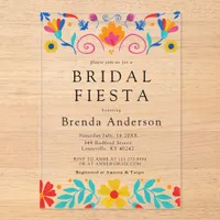 Mexican Fiesta Floral Latina Bridal Shower  Acrylic Invitations