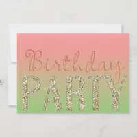 Simply Sparkle Cute Girl Birthday Party Invitation