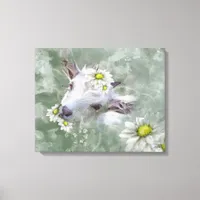 Daisy the Baby Goat Watercolor Portrait Canvas Print