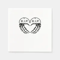 Rip Heart Shaped Gravestone Skeleton Hands Napkins