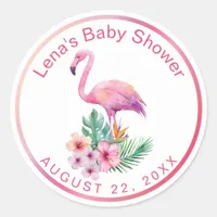 Tropical Flamingo Baby Shower Favor Sticker