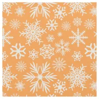 Cozy Chic Orange Winter Snowflakes Pattern Fabric