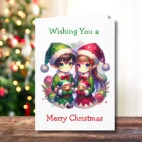 Two Anime Elves | Cute Christmas Holiday Card