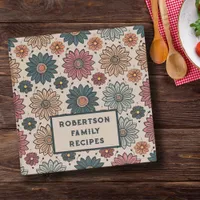 Stylish floral custom family name recipe 3 ring binder