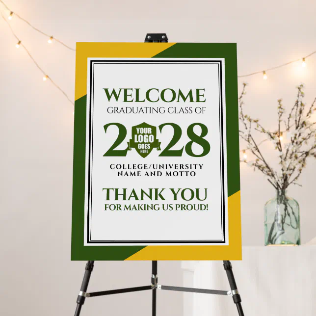 Green Gold School College University Graduation Foam Board