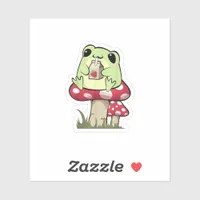Mushroom Frog Goblincore Mycology Creative Style Sticker