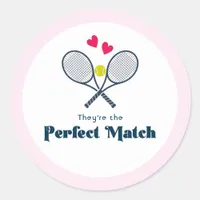 Perfect Match Preppy Tennis Favor Classic Round Sticker