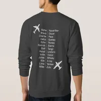 Airline Pilot Phonetic Alphabet With Airplanes Sweatshirt