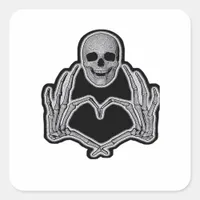 Skeleton Heart Hands  Classic Square Sticker