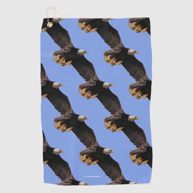 A Bald Eagle Takes to the Sky Golf Towel