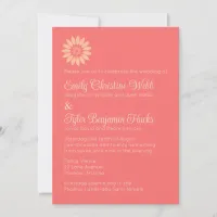 Modern Coral & Peach Floral Wedding Reception Invitation