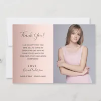 Graduate blush rose gold photo thank you invitation