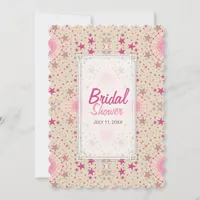 Latte Pink Stars Pattern Bridal Shower Invitation